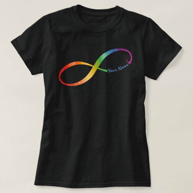 Camiseta Nome personalizado Rainbow Infinity T-Shirt (Frente do Design)