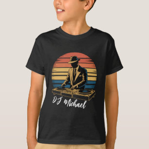 Camiseta Nome Personalizado Retroativo do Mixer DJ de Músic