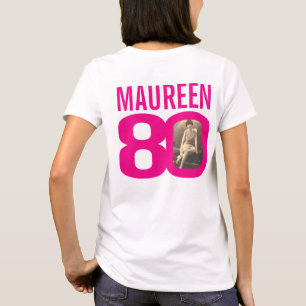 Camiseta Nome personalizado rosa de 80 de aniversário e mo