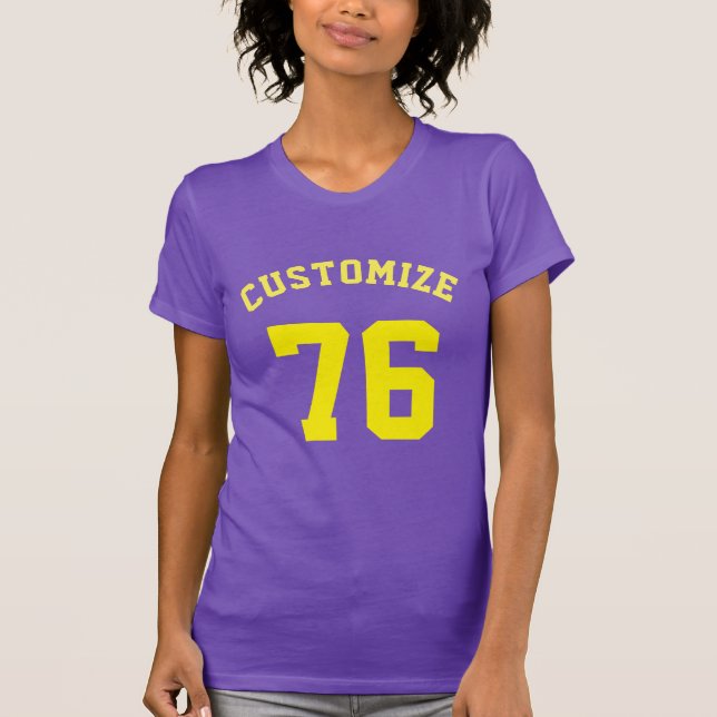 Camiseta Nome Personalizado Roxo Esportes de Número (Frente)