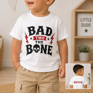 Camiseta Nome Personalizado Ruim Dois ao Osso Rock and Roll