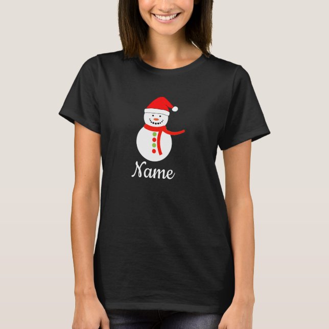 Camiseta Nome Personalizado Snowman Natal (Frente)
