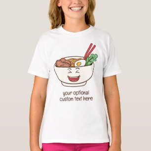 Camiseta Nome Personalizado & Texto Macarrão Fofo Kawaii