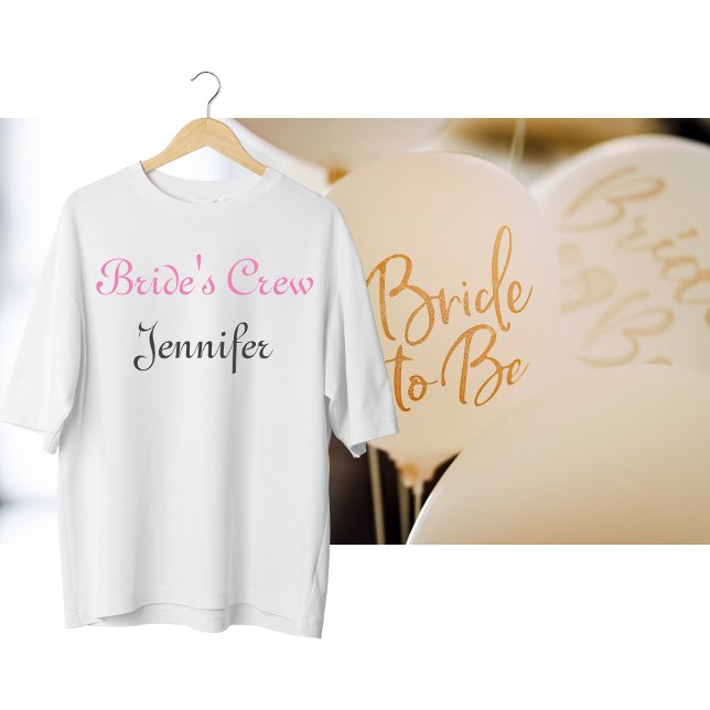 Camiseta Nome Personalizável da Tripulação da Noiva (Personalized Bridal Party T-Shirts)