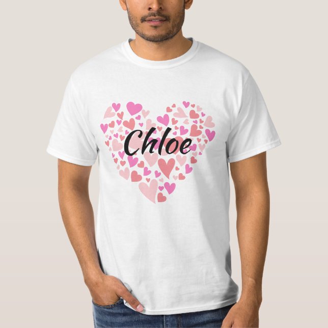Camiseta Nome pessoal com corações (Frente)