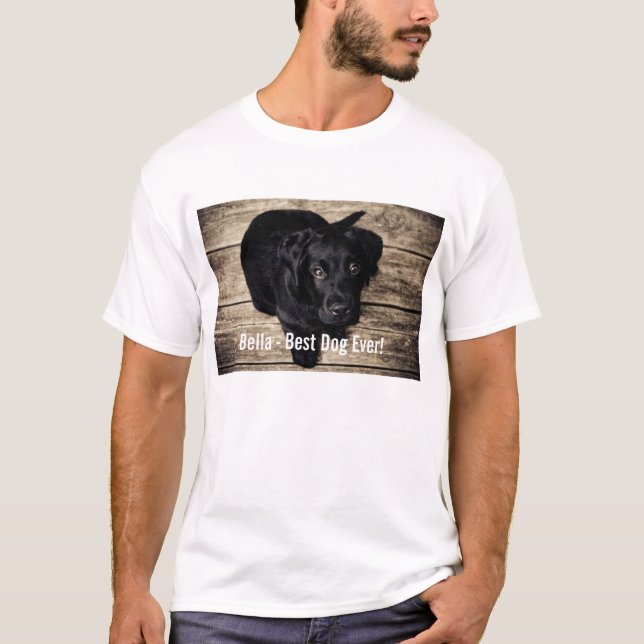 Camiseta Nome preto personalizado da foto do cão do (Frente)