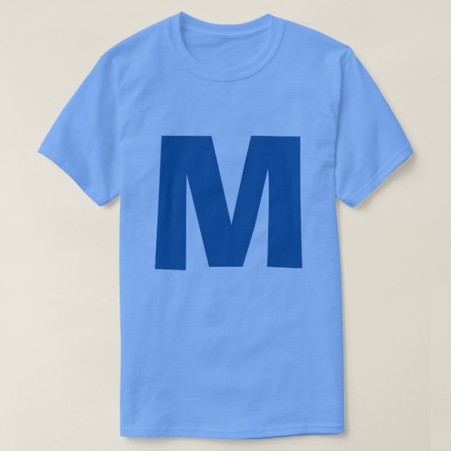 Camiseta Nome próprio do Monograma Azul Inicial (Frente do Design)