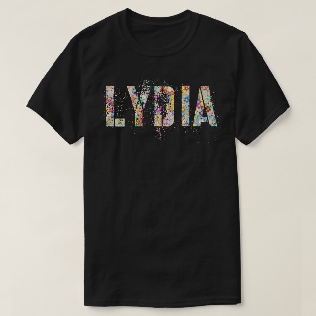 Camiseta Nome Próprio LYDIA Flowery Girl Custom Flower Bird (Frente do Design)