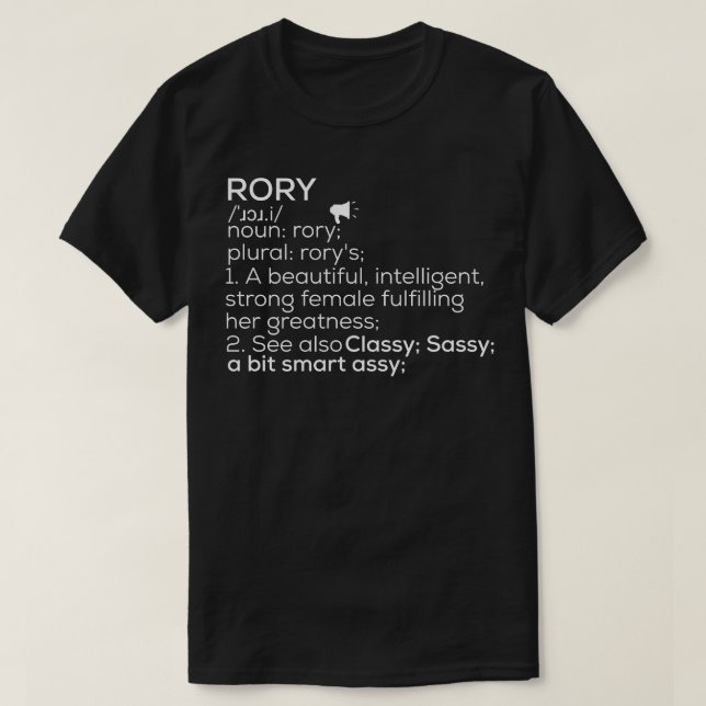 Camiseta Nome Rory Definição Rory Nome da Mulher Rory Me (Frente do Design)