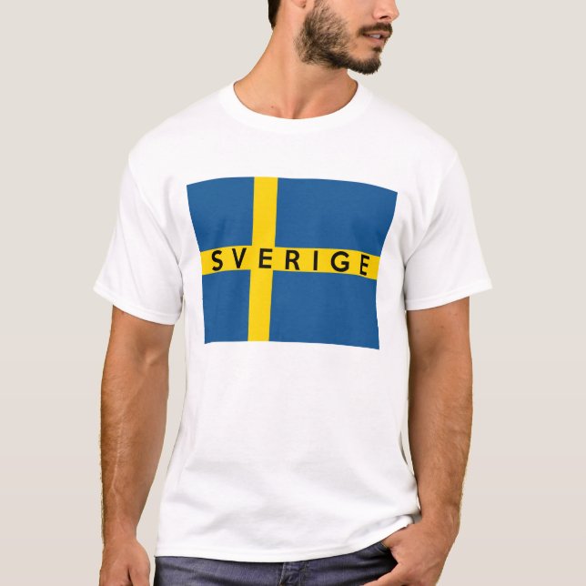 Camiseta nome sueco do texto do país da bandeira do sverige (Frente)