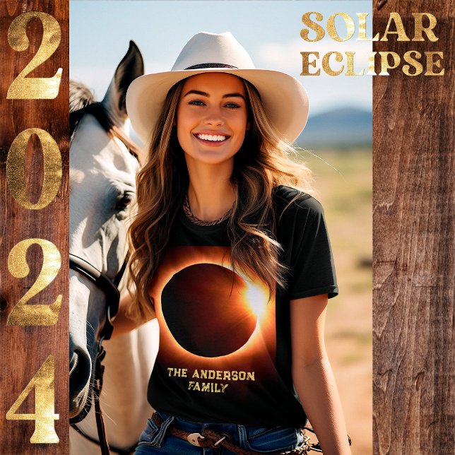 Camiseta Nome Total da Família Eclipse Solar 2024 8 de abri (Criador carregado)