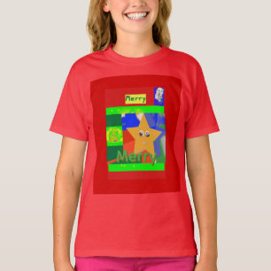 Camiseta Nome Verde Alegre no Natal Vermelho