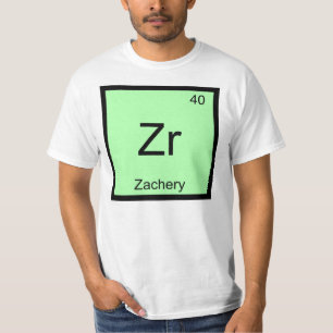 Camiseta Nome Zachery Elemento Químico Tabela Periódica