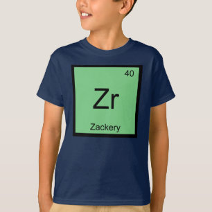Camiseta Nome Zackery Química Elemento Tabela Periódica