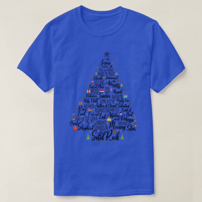 Camiseta Nomes da família de Jesus Árvore de Natal (Frente do Design)