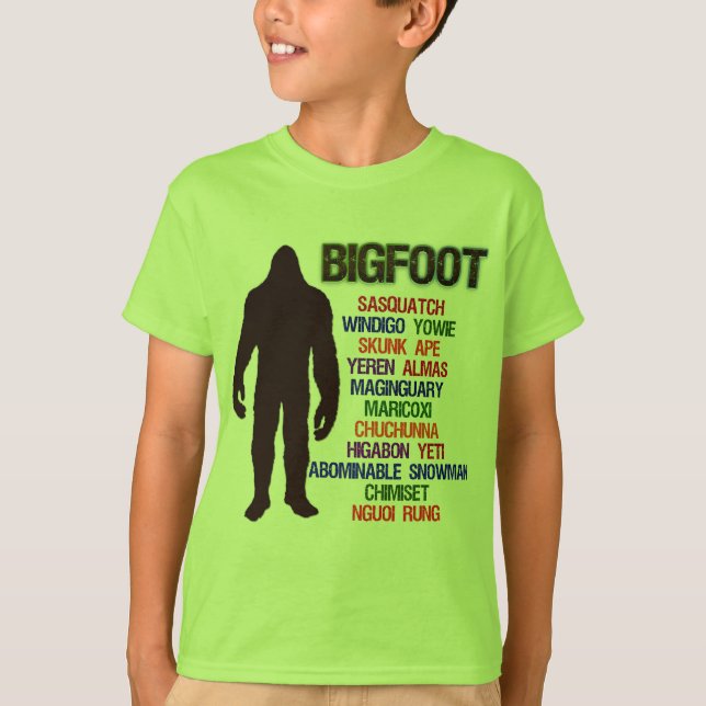 Camiseta Nomes de Bigfoot (Frente)
