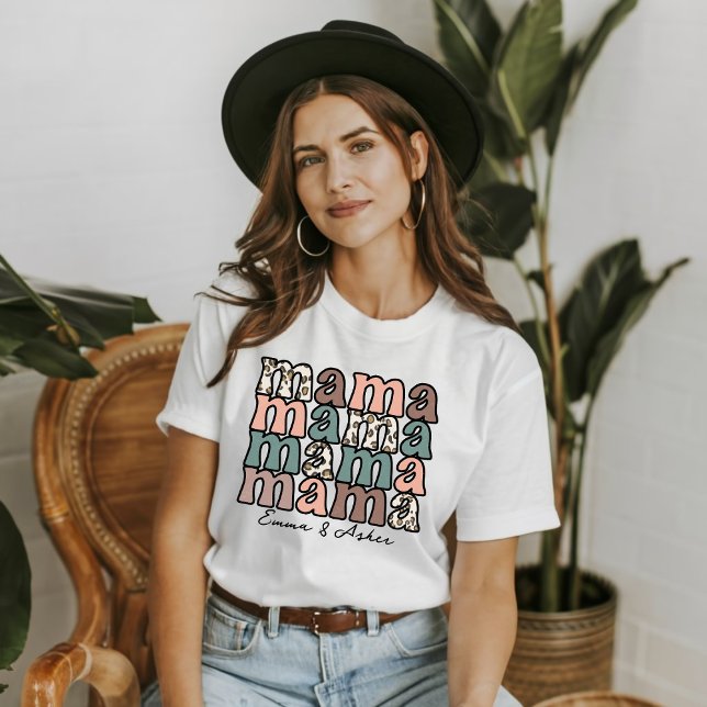 Camiseta Nomes de Crianças Personalizadas do Dia de as mães (Criador carregado)
