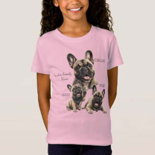 Camiseta Nomes de Família de Bulldog Francês Personalizados