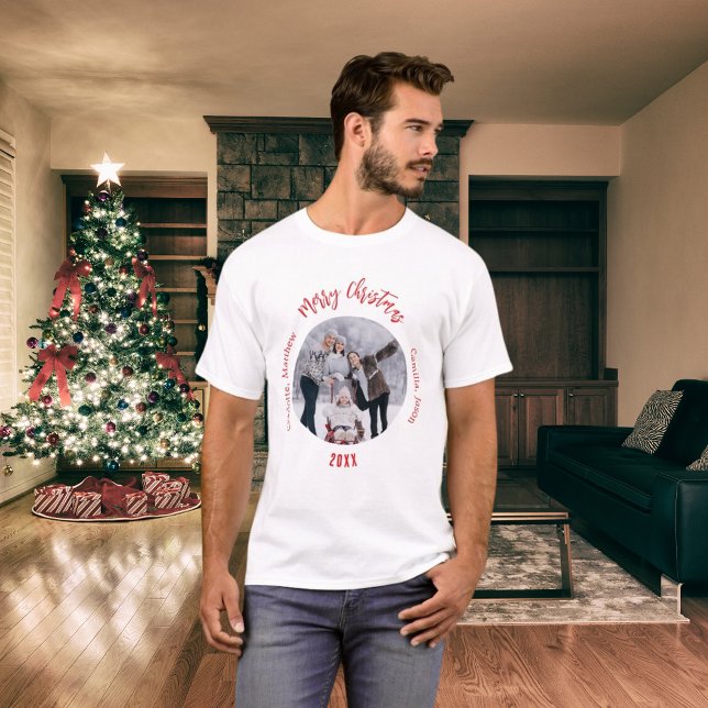 Camiseta Nomes de fotos da família branca de Natal (Criador carregado)