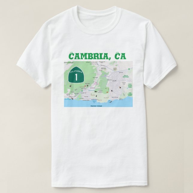 Camiseta Nomes de Local de Cambria SLO (Frente do Design)