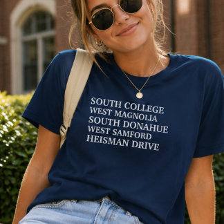 Camiseta Nomes de Ruas da Cidade de Auburn Alabama