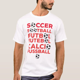 Camiseta Nomes do Futebol Internacional Tipografia Vermelho