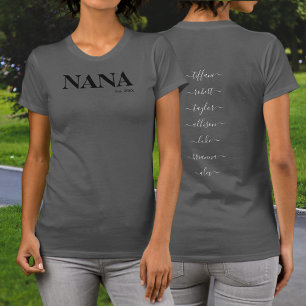 Camiseta Nomes dos Netos Ano de Est Nana Tipografia Preta