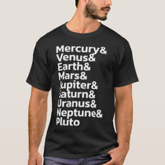 Camiseta Nomes dos planetas do sistema solar - Branco