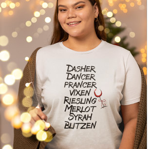 Camiseta Nomes Engraçados de Rena de Vinho Férias de Natal