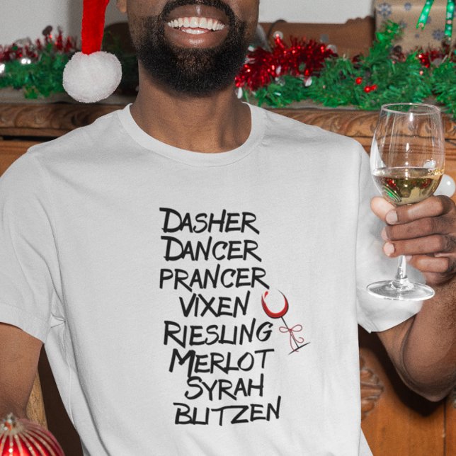 Camiseta Nomes Engraçados de Rena de Vinho Férias de Natal (Criador carregado)