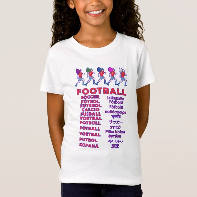 Camiseta Nomes Multilíngues de Futebol Feminino Global Fã d (Frente)