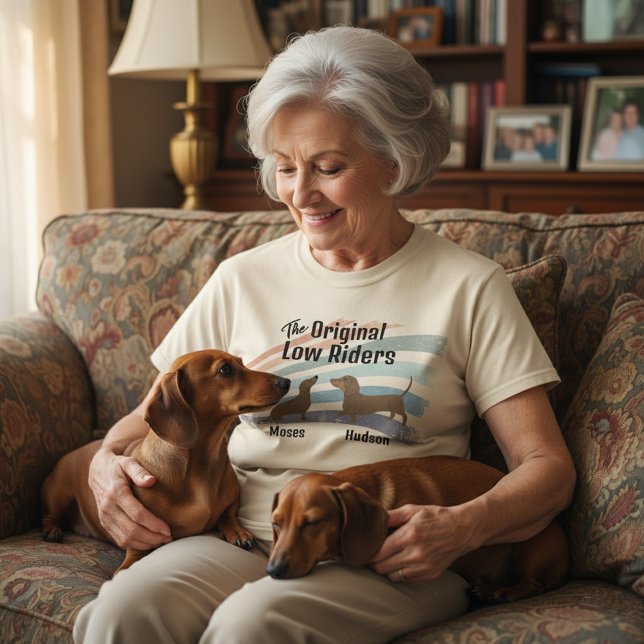 Camiseta Nomes Personalizados Dachshund Originais de Riders (The Original Low Rides - custom dachshund name shirt)