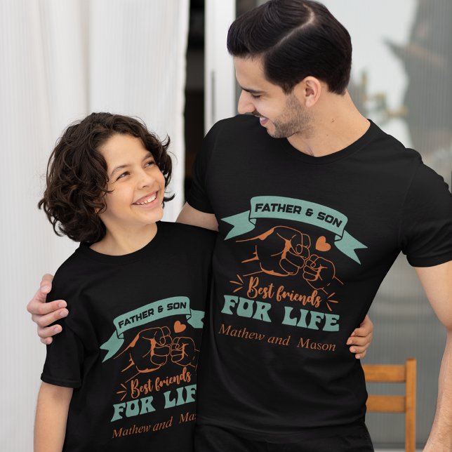 Camiseta Nomes personalizados Pai e Filho correspondentes a (Father and Son custom names matching Father's Day T-Shirt)
