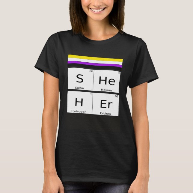 Camiseta Non-Binary SHEHER Gender Pronouns Preference Ident (Frente)