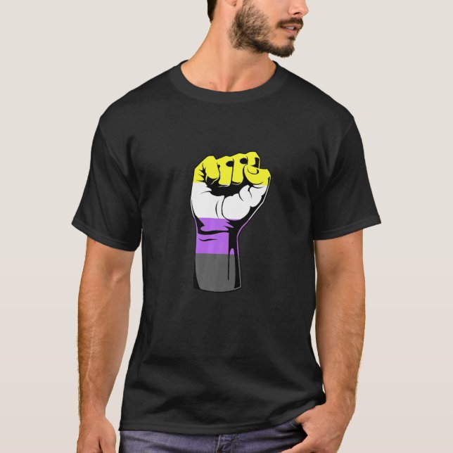 Camiseta Nonbinary Handfist Power Nonbinary Pride Nonbinary (Frente)