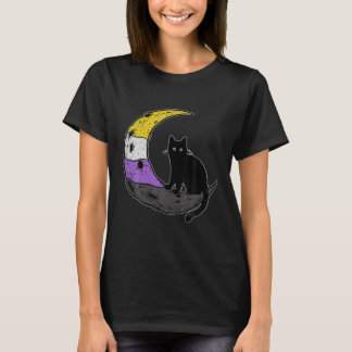 Camiseta Nonbinary Moon Space Cat Lgbt Pride