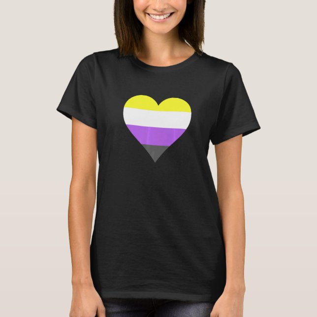 Camiseta Nonbinary Pride LGBT Nonbinary Heart Nonbinary Fla (Frente)