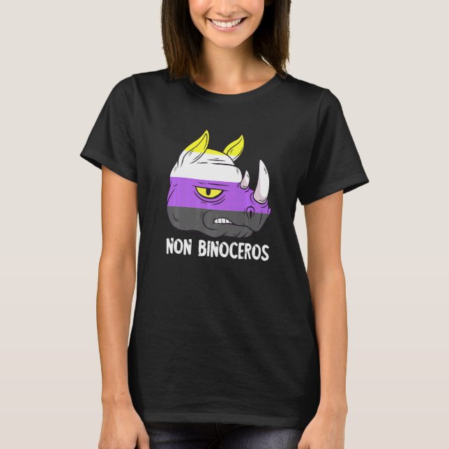 Camiseta Nonbinary Rhinoceros LGBTQ Nonbinary Flag Nonbinar (Frente)