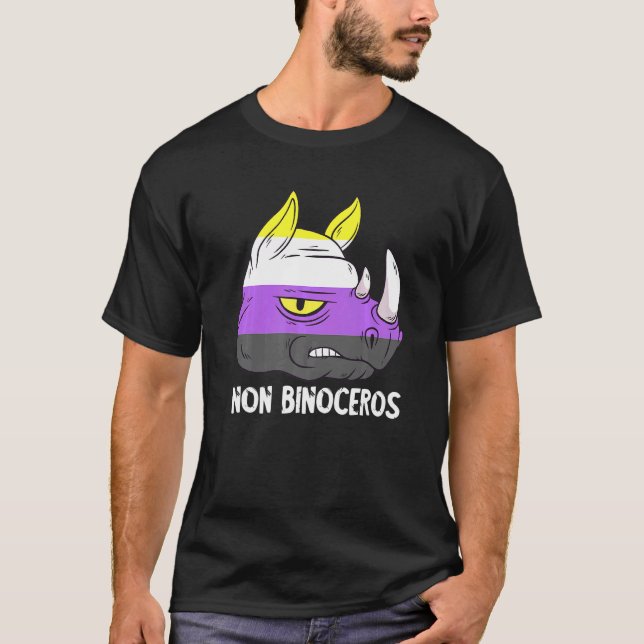 Camiseta Nonbinary Rhinoceros LGBTQ Nonbinary Flag Nonbinar (Frente)