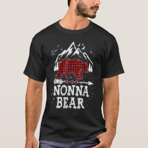 Camiseta Nonna Bear Christmas Pajama Red Xadrez Buffalo Fam