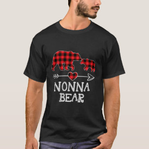 Camiseta Nonna Bear Christmas Pajama Red Xadrez Buffalo Fam