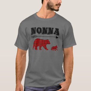 Camiseta Nonna Bear Christmas Pajama Red Xadrez Buffalo Fam