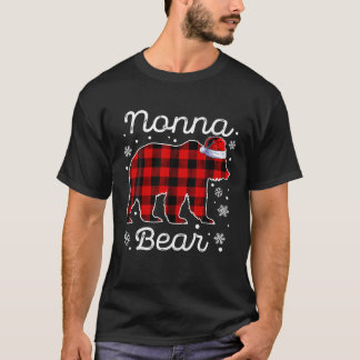 Camiseta Nonna Bear Natal Pijamas Vermelhas Xadrez Buffalo