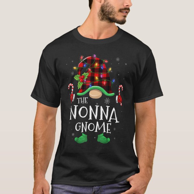 Camiseta Nonna Gnome Buffalo Plaid Matching Family Christma (Frente)