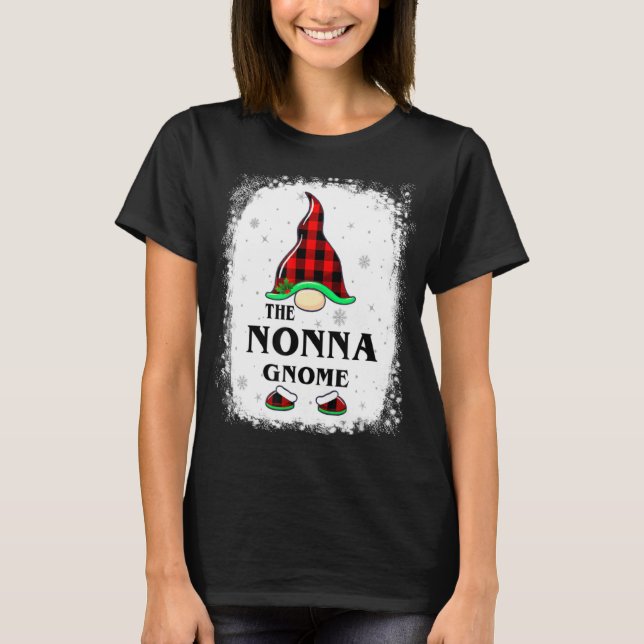 Camiseta Nonna Gnome Buffalo Plaid Matching Family Xmas Paj (Frente)
