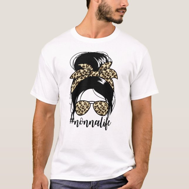 Camiseta Nonnalife Messy Bun Dia de as mães Vovó Nonna (Frente)