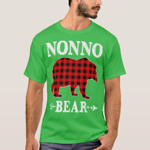 Camiseta Nonno Bear Christmas Pajama Red Xadrez Buffalo Fam