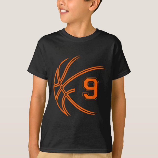 Camiseta Nono Aniversário Basquete Nove Anos Rapazes De 9 A (Frente)