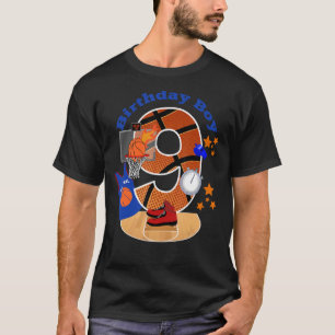 Camiseta Nono Aniversário de Basquete Grande Número 9 Anos