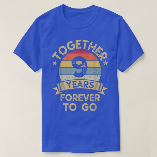 Camiseta Nono aniversário de Casamento Juntos 9 Anos Para S (Frente do Design)